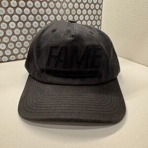 Hall Of Fame Hat Cap Black Logo Spellout Strap Back OSFA Adjustable Casual Adult